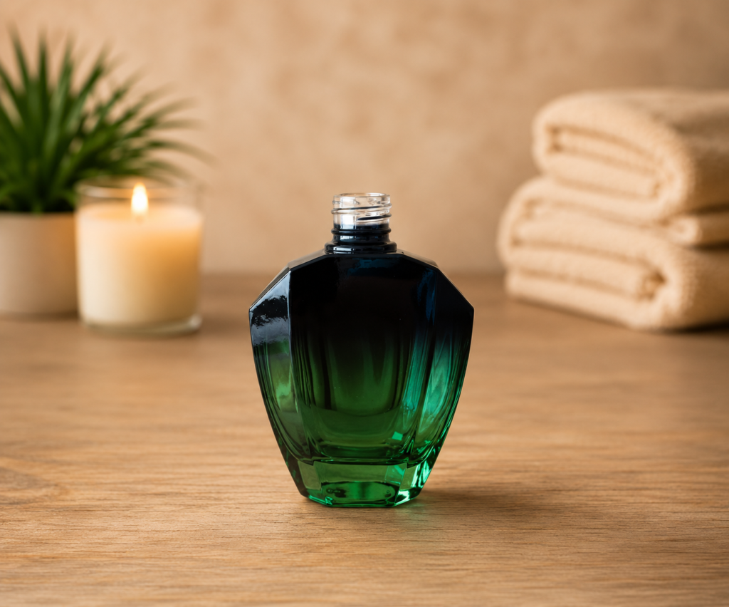 Frasco de Vidro Ágata Preto Degradê Verde 250ml