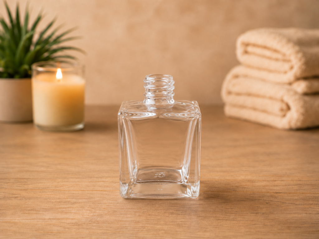 Frasco de Vidro Quadrado Transparente 50ml