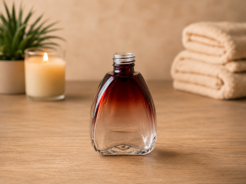 Frasco de Vidro Madri Marrom Degradê 200ml